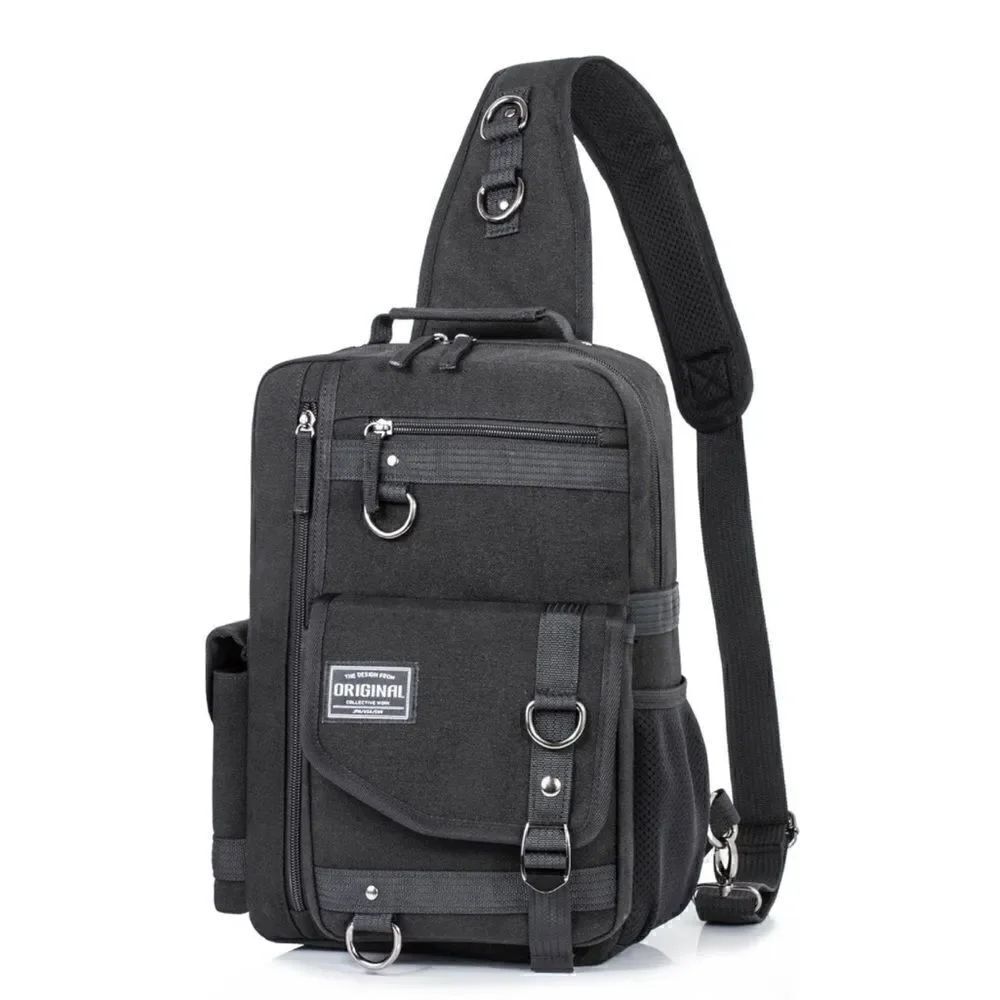 Unisex Black Cross Body Messenger Bag Adjustable Strap